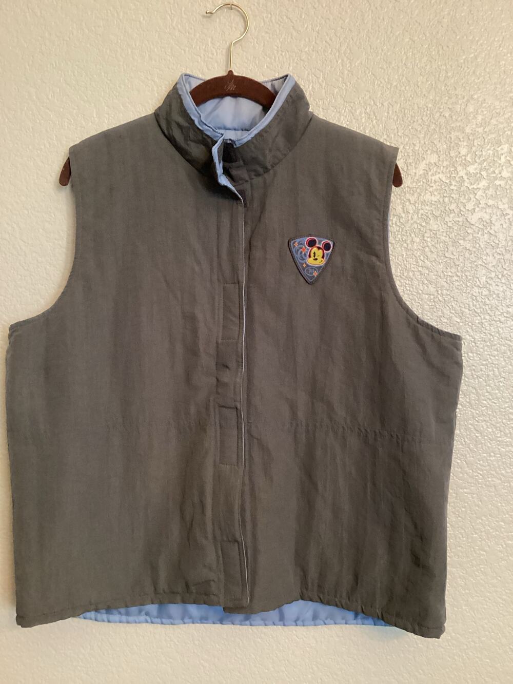 Vintage 1990s Disney Unlimited Reversible Grey Blue Mickey Mouse Vest L